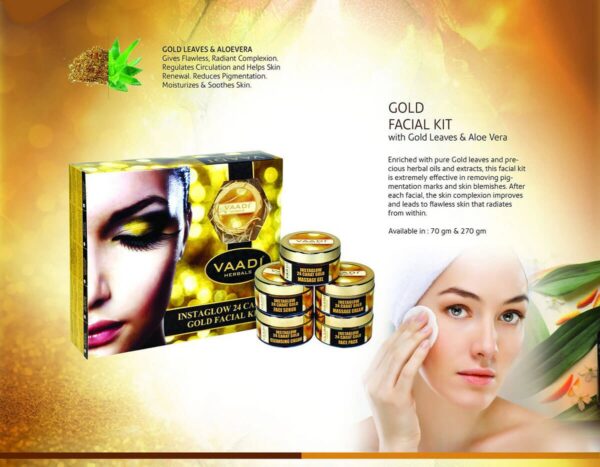 Gold Facial Kit - 24 Carat Gold Leaves, Marigold & Wheatgerm Oil, Lemon Peel Extract - Catalogue