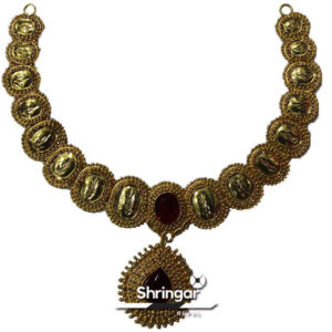 Golden Plated Short Necklace designed with Stone