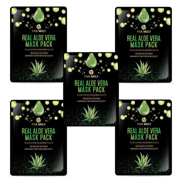 Pax Moly Real Aloe Vera Mask Pack - 5 Sheet Set