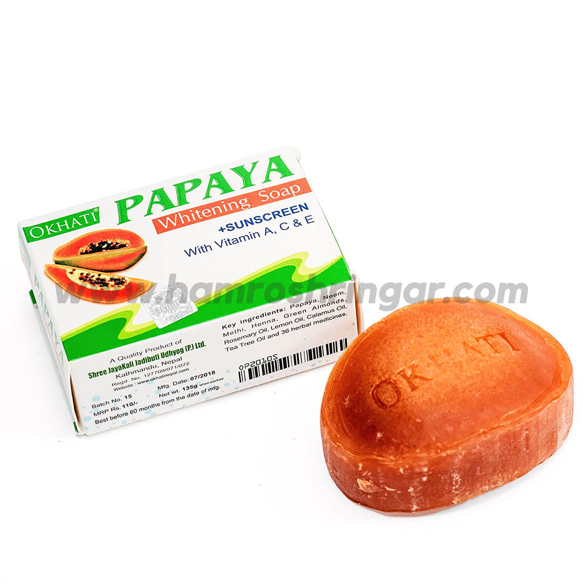 Okhati Papaya Whitening Soap 125 gm Online Shopping in Nepal