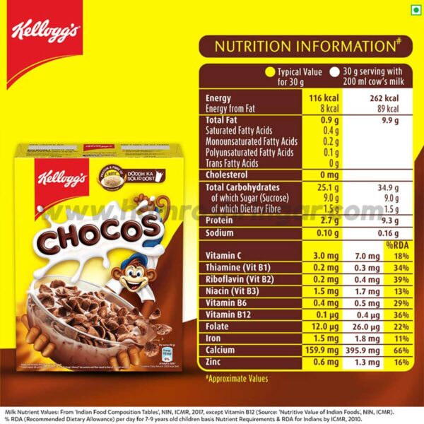 Kelloggs Chocos - Nutritional Information