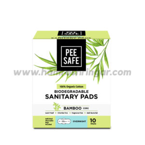 Pee Safe 100% Organic Cotton, Biodegradable Sanitary Pads (Overnight) - Pack of 10