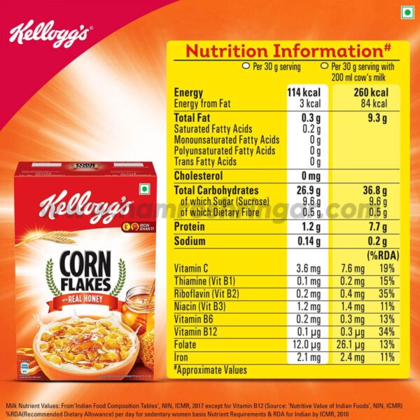 Kelloggs Corn Flakes (Honeycrunch) - Nutritional Information