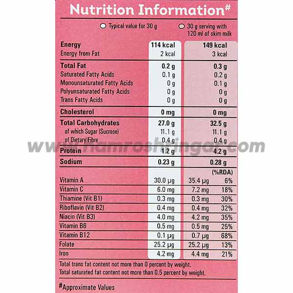 Kelloggs Corn Flakes (Strawberry) - Nutritional Information