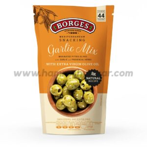 Borges Green Pitted Olives with Garlic