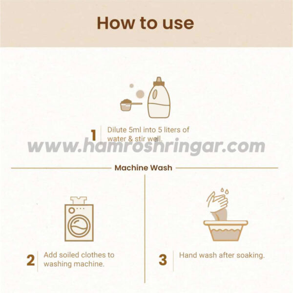 Mother Sparsh Baby Laundry Detergent (Refill Pack) - How to Use (Machine Wash)