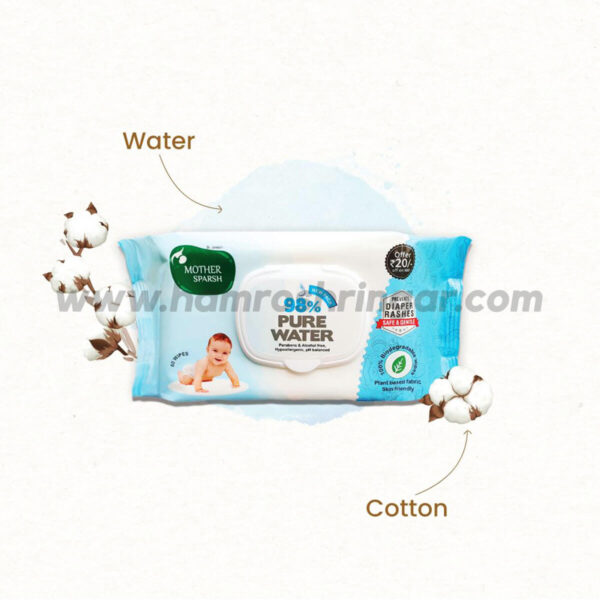 Mother Sparsh 98% Water Wipes (80 Scented Baby Wipes) - Plant Based Fabric