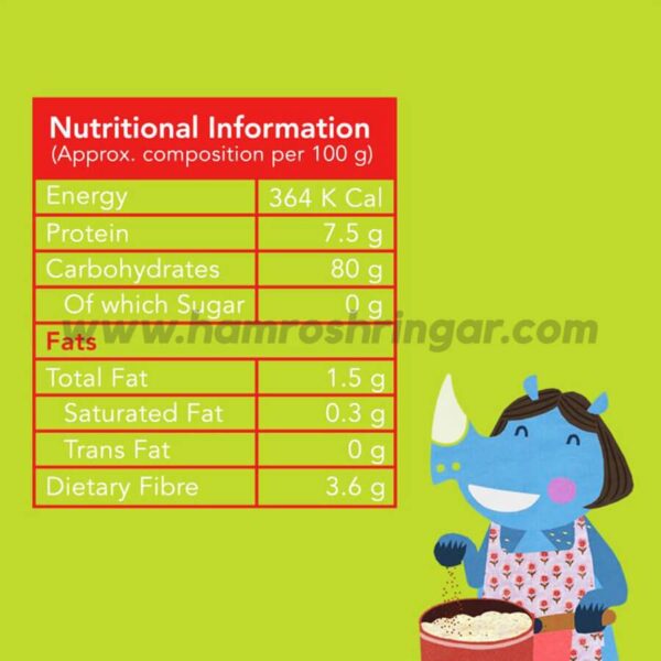 100% Organic Sprouted Ragi Powder (First Food) - Nutritional Information