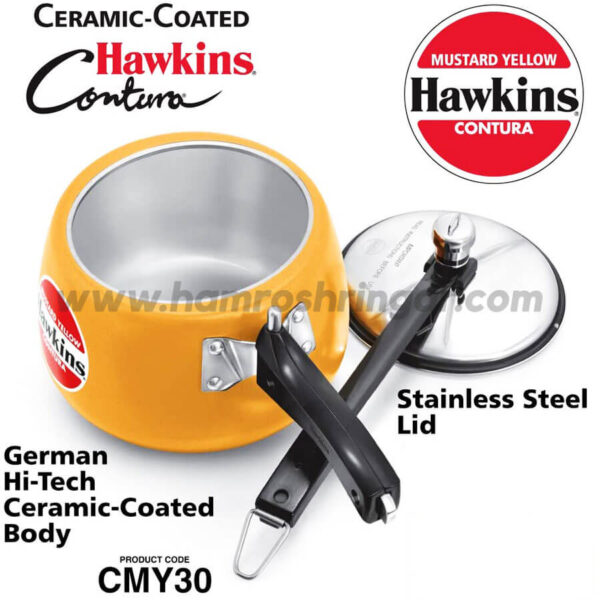 Hawkins Pressure Cooker - Coated Contura Mustard Yellow - 3 Liter