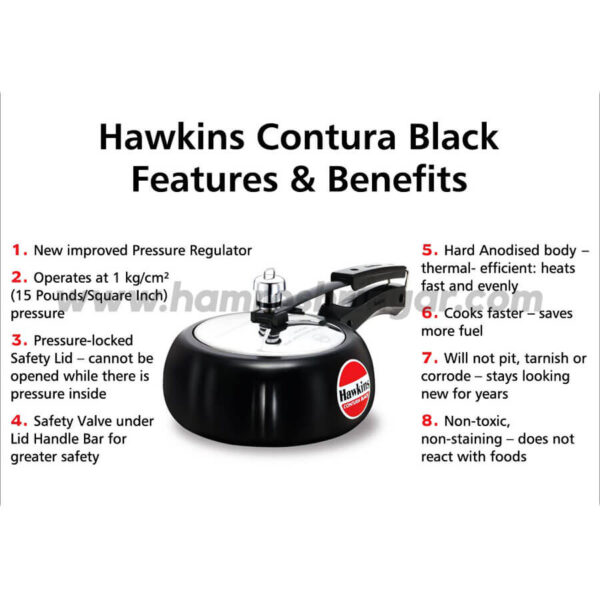 Hawkins Pressure Cooker - Contura Black - Features and Benefits