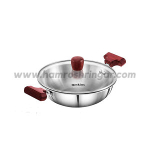 Hawkins - Stainless Steel Deep Fry Pan with Glass Lid Induction Compatible