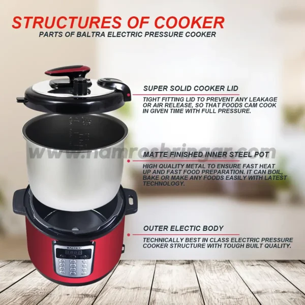 Baltra Swift - BEP 201 Electric Pressure Cooker - Structure of Cooker