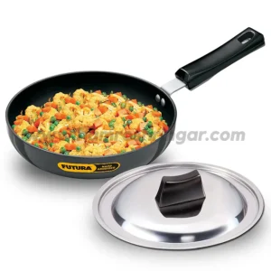 Hawkins - Hard Anodised Frying Pan With Stainless Steel Lid - Rounded Sides