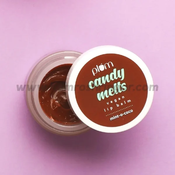 Plum Candy Melts Vegan Lip Balm - Mint-o-Coco - Front View
