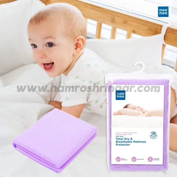 Mee Mee Total Dry and Breathable Mattress Protector Mat (Purple)