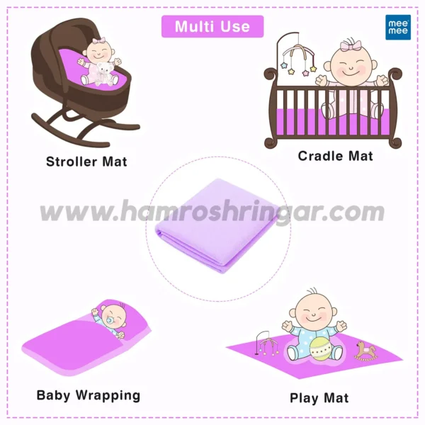 Mee Mee Total Dry and Breathable Mattress Protector Mat (Purple) - Multi Use