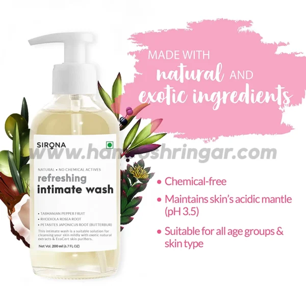 Sirona Natural pH balanced Intimate Wash with 5 Magical Herbs & No Chemical Actives - Ingredients