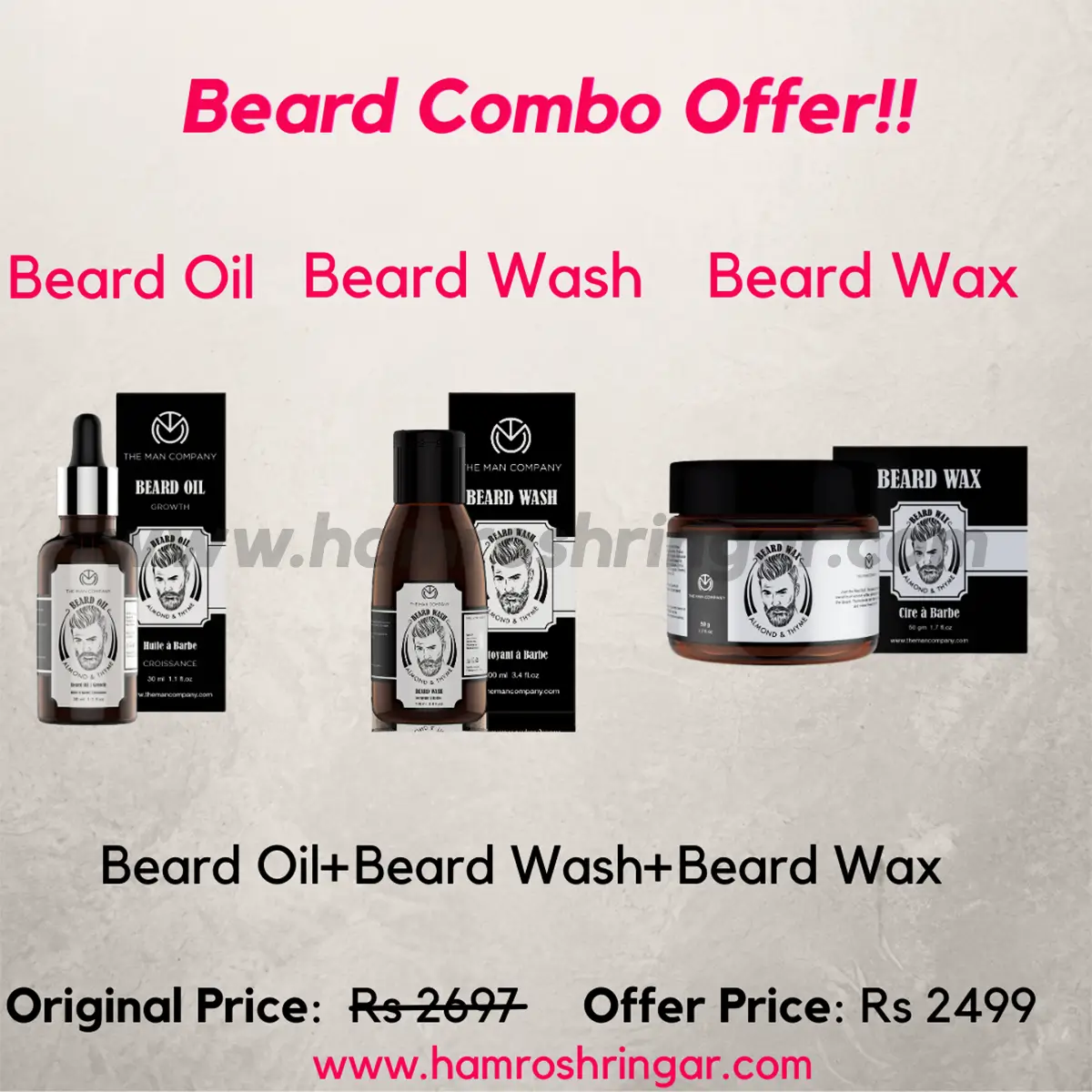 The Man Company Beard Combo Pack - Beard Oil, Beard Wash & Beard Wax -  Online Shopping in Nepal | Shringar Store | Shringar Shop | Cosmetics Store  | Cosmetics Shop | Online Store in Nepal