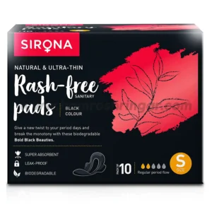 Sirona | Biodegradable Super Soft Black Sanitary Pads and Napkins Day Pads - S (Pack of 10)