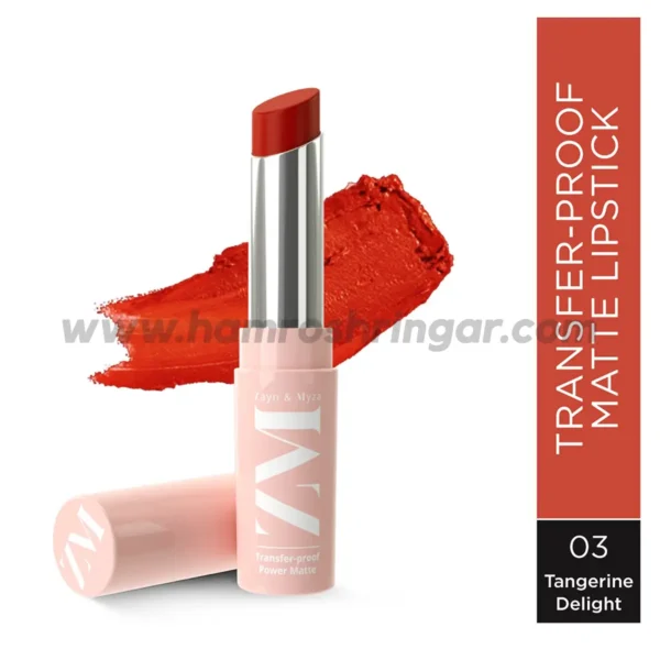 Zayn & Myza Transfer-Proof Power Matte Lipstick (Tangerine Delight) - 3.2 g