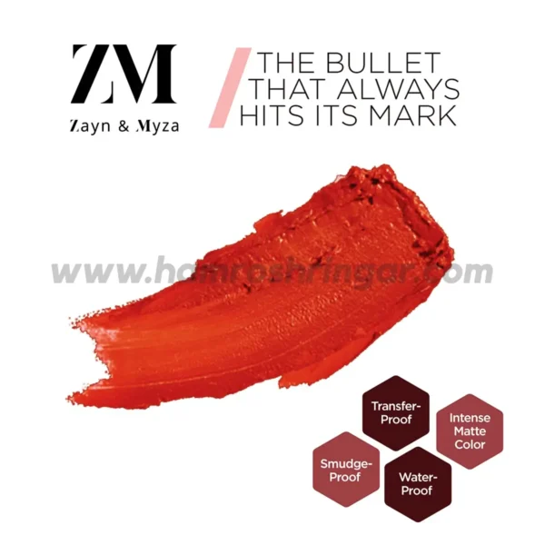Zayn & Myza Transfer-Proof Power Matte Lipstick (Tangerine Delight) - Features