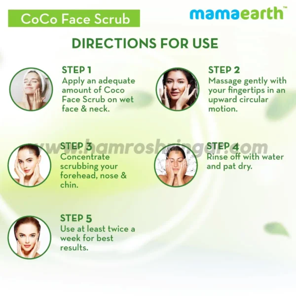 Mamaearth | CoCo Face Scrub with Coffee and Cocoa for Rich Exfoliation - Direction for Use