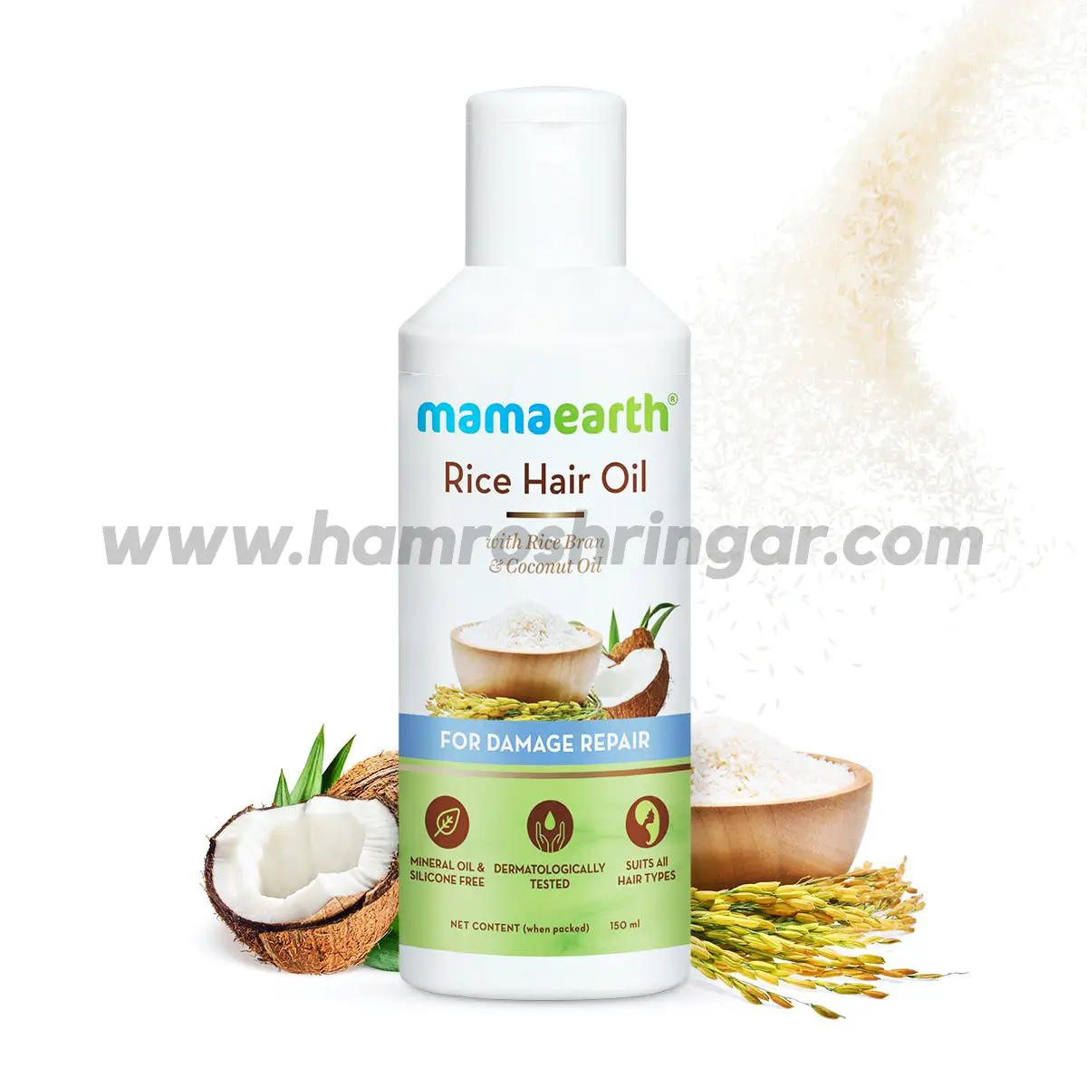 Mamaearth | Rice Hair Oil with Rice Bran & Coconut Oil for Damage Repair -  150 ml - Online Shopping in Nepal | Shringar Store | Shringar Shop |  Cosmetics Store | Cosmetics Shop | Online Store in Nepal