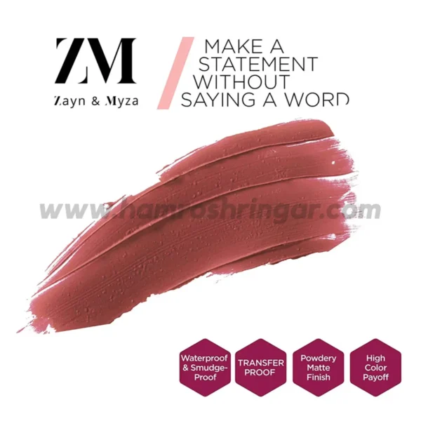 Zayn & Myza Transfer-Proof Power Matte Liquid Lip Color (Wooed By Nude) - Features