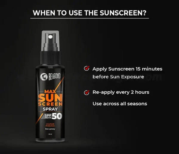 Beardo Max Sunscreen Spray (SPF 50) for Men - When to Use the Sunscreen?