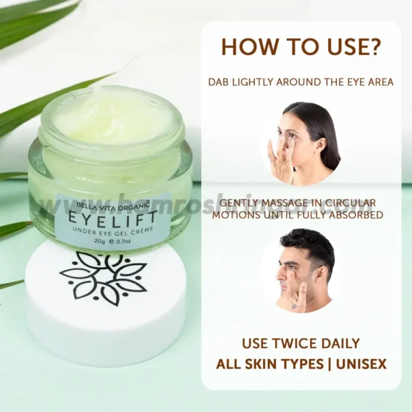 Bella Vita Organic Eye Lift Under Eye Gel Cream for Dark Circles, Puffy Eyes, Wrinkles & Fine Lines - How to Use