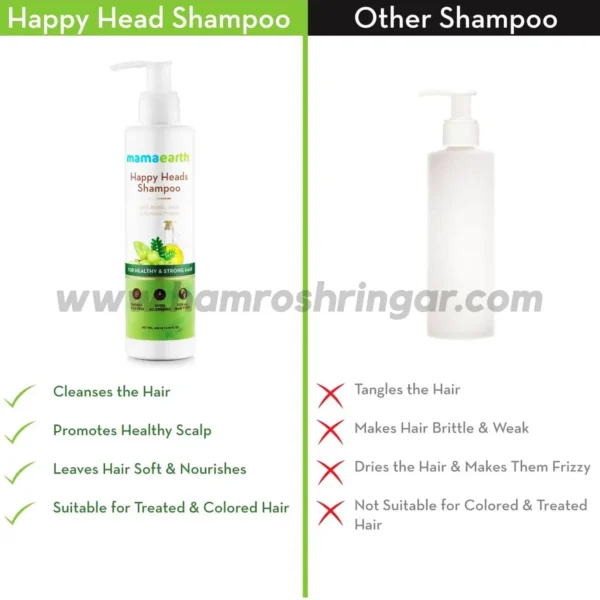 Mamaearth | Happy Heads Shampoo for Healthy and Stronger Hair - Comparison