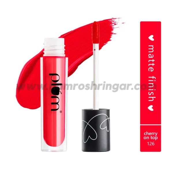 Plum | Matte in Heaven Liquid Lipstick Cherry On Top 126 (Bright Red) - 4.5 ml