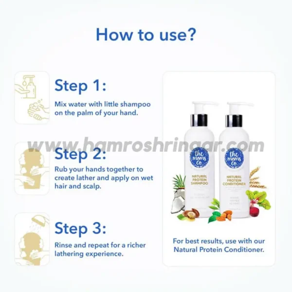 The Moms Co. Natural Protein Shampoo with Mono Cartons - How to Use