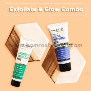 Dr. Sheth’s Exfoliate & Glow Combo (Liquorice & Lactic Acid Peel - 30 gm & Haldi & Hyaluronic Acid Sleeping Mask - 40 gm)