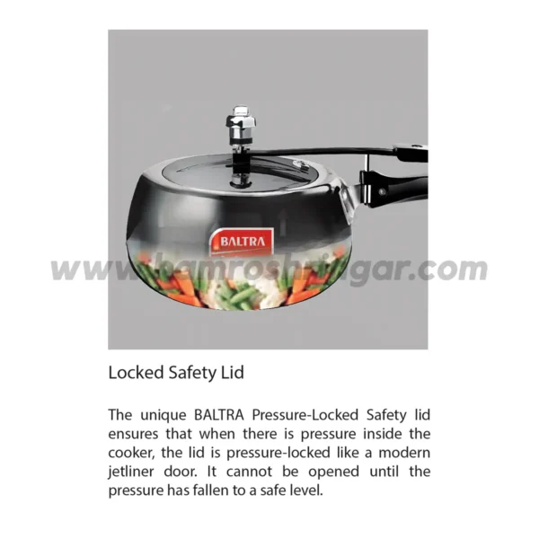Baltra Foodie | BPC HA350AI Pressure Cooker - Locked Safety Lid