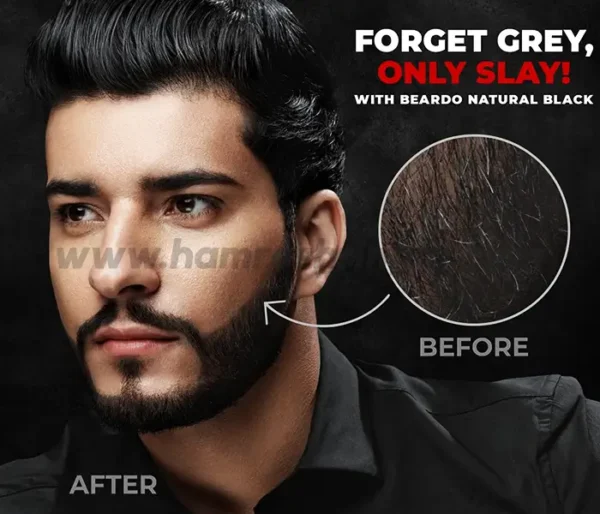 Beardo Beard Color for Men (Natural Black) - Before and After