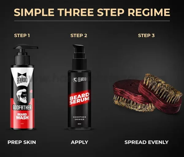 Beardo Boar Bristle Beard Brush - Simple Three Steps