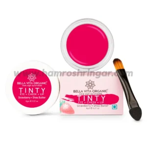 Bella Vita Organic 3 in 1 Lip, Eye and Cheek Tint | Strawberry Tinty with Applicator Brush - 8 gm