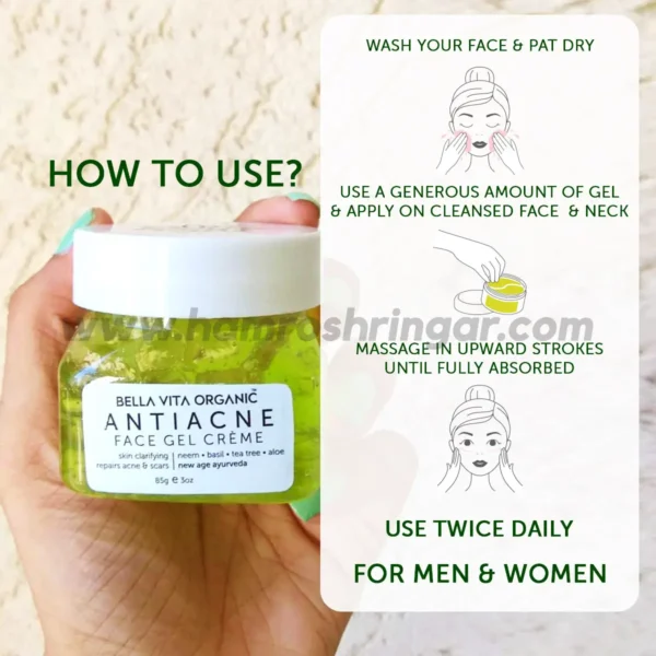 Bella Vita Organic Anti Acne Face Gel with Neem, Tulsi & Aloe Vera - How to Use