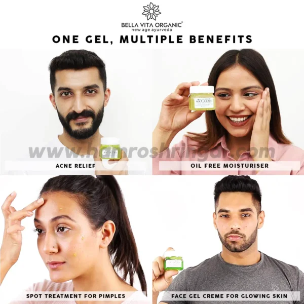 Bella Vita Organic Anti Acne Face Gel with Neem, Tulsi & Aloe Vera - Multiple Benefits