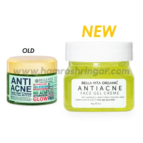 Bella Vita Organic Anti Acne Face Gel with Neem, Tulsi & Aloe Vera - New Packaging