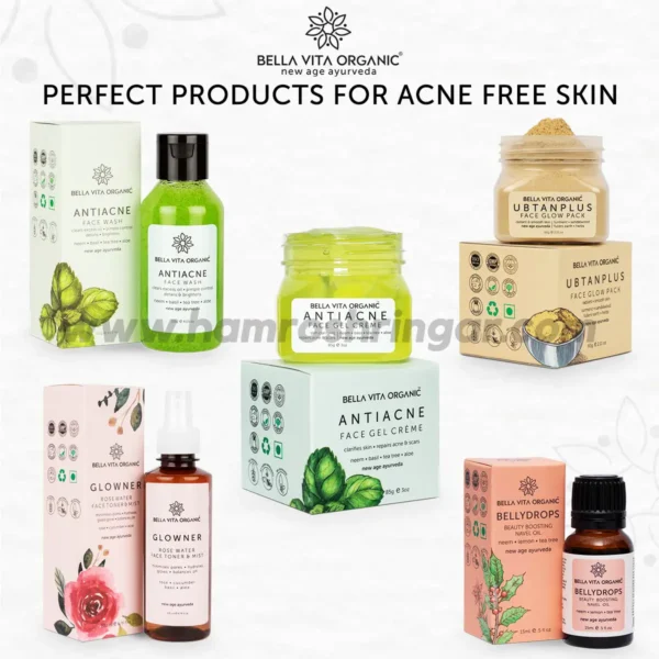 Bella Vita Organic Anti Acne Face Gel with Neem, Tulsi & Aloe Vera - Perfect Products for Acne Free Skin