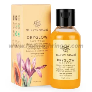 Bella Vita Organic Dry Glow Face Wash for Dry Skin with Papaya, Saffron, Turmeric, Aloe for Brightening & Hydrating - 115 gm