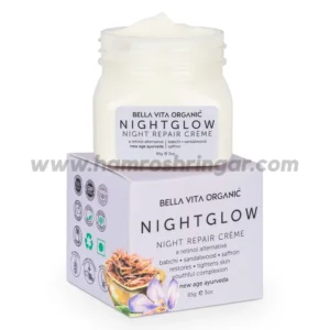 Bella Vita Organic Night Glow Face Cream for Skin Repair, Hydration, Anti Ageing & Dryness Control with Saffron, Babchi, Sandalwood & Shea Butter - 85 gm