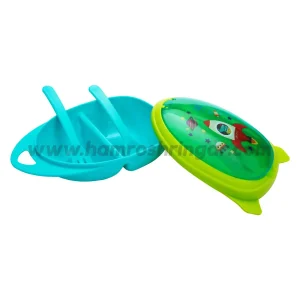Mee Mee Air-Tight Baby Toddler Feeding Bowl with Fork and Spoon (Blue)