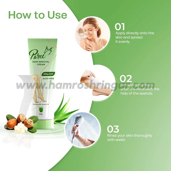 Paree Hair Removal Cream Silky Soft with Aloe Vera | For Sensitive Skin - How to Use