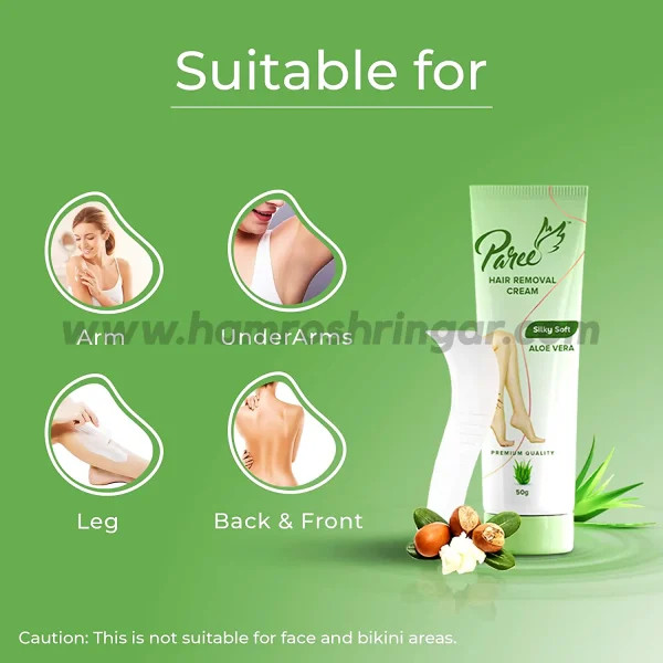Paree Hair Removal Cream Silky Soft with Aloe Vera | For Sensitive Skin - Suitable for
