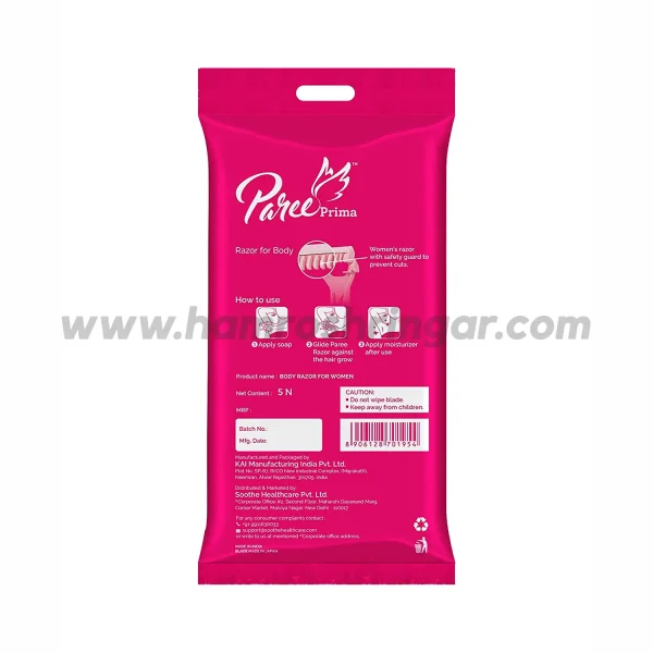 Paree Prima Premium Full Body Razors for Women - Back View