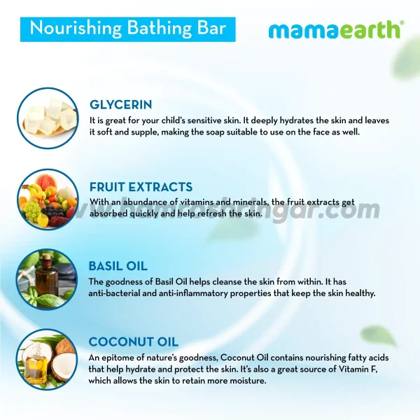 Mamaearth | Nourishing Bathing Bar for Kids (Pack of 5) - Ingredients