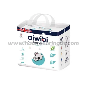 Aiwibi Australian Disposable Breathable Baby Pants Q Shape with Super Soft Embossed Pearl Topsheet - M26